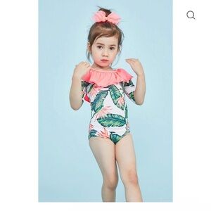 Tropical Leaf Kids Swim One Piece. By boutique brand Petite Hailey NWT 12m